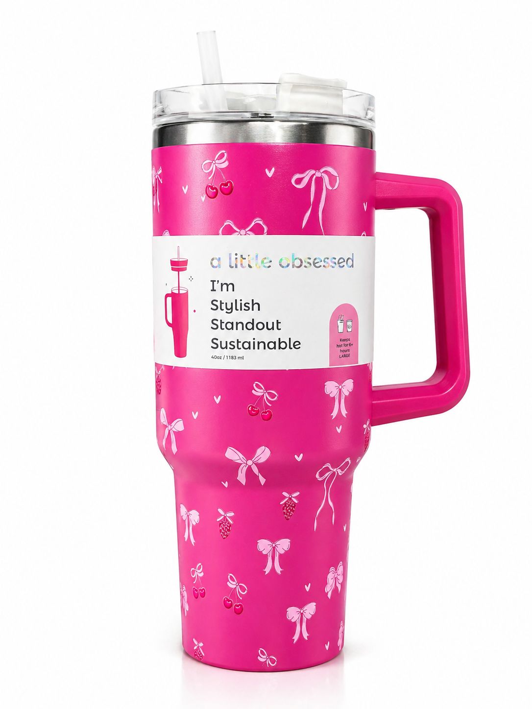 Pink and Cherry Bow Tumbler