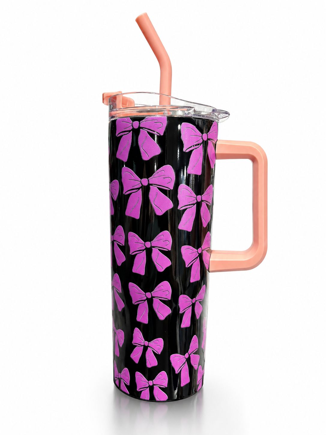 Black and Pink Bow Print Tumbler