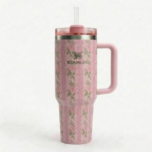 Pink Stanley Quencher H2.0 FlowState™ Tumbler with Floral Pattern