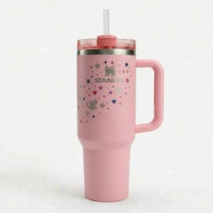Pink Stanley Quencher H2.0 FlowState™ Tumbler with Star Graphics