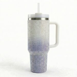White Stanley Quencher H2.0 FlowState™ Tumbler with Rhinestone Design