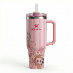 Pink Stanley Quencher H2.0 FlowState™ Tumbler with Labubu Design