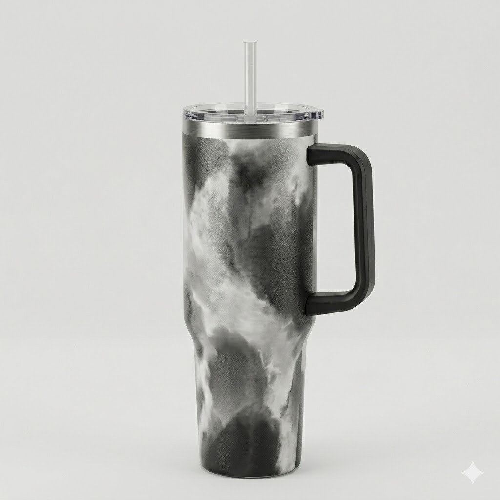 Marble Finish Insulated Tumbler – Leakproof Lid & Straw